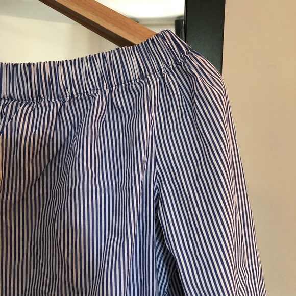 Zara off the shoulder poplin blouse - white/blue - Picture 12 of 15